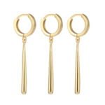 Three Gold Anime Roronoa Zoro Earrings Piercing 925 Silver Plated 18k Gold
